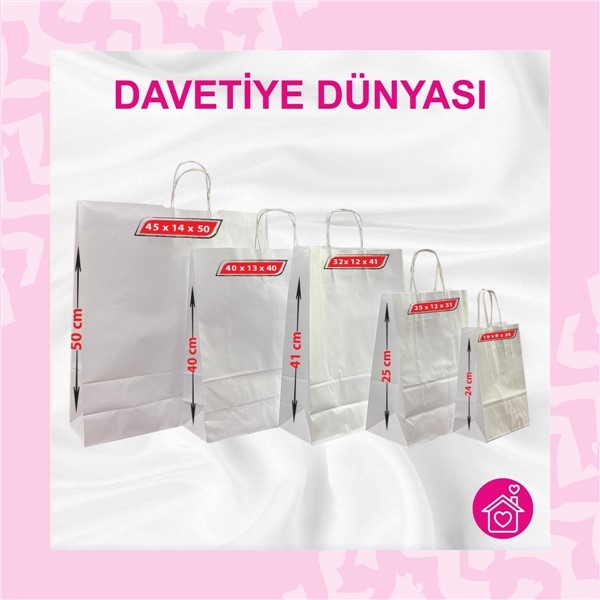 Hazır%20Burgu%20Saplı%20Beyaz%20Kraft%20Çanta%2040x13x40