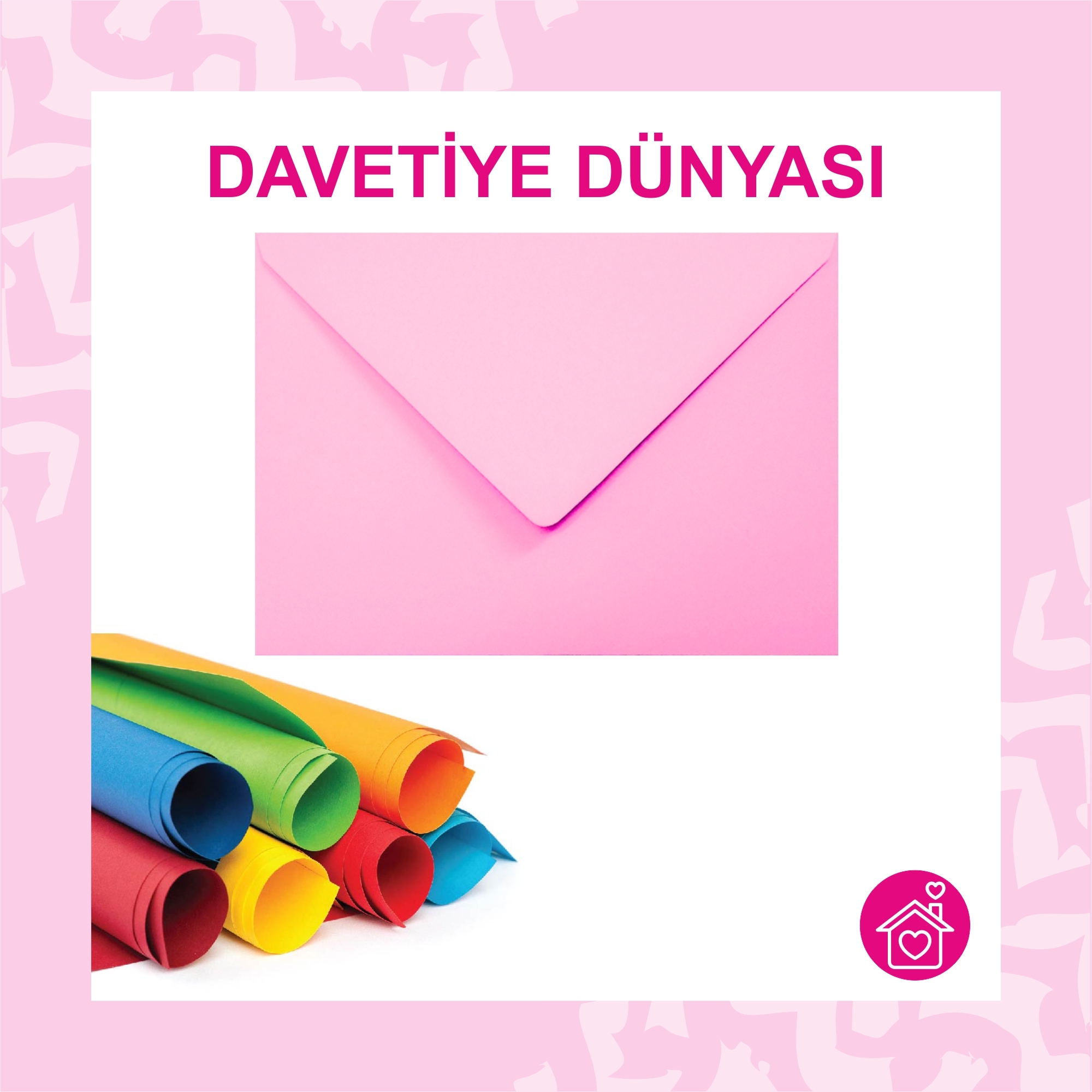 Renkli%20Davetiye%20Zarfı%20Pembe%2013X18%2080gr